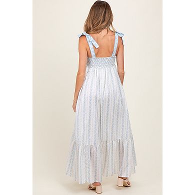 Maternity Blue Floral Cotton Dress