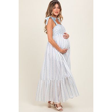 Maternity Blue Floral Cotton Dress