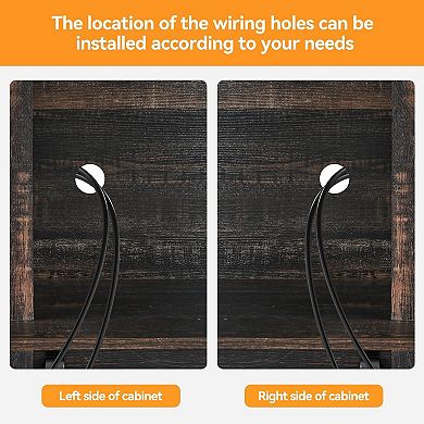 Farmhouse Coffee Bar with Sliding Barn Doors, 6-Bottle Wine Rack & Stemware Holder