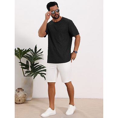 Men's Knitted T-Shirts Short Sleeve Crew Neck Summer Casual Jacquard T-Shirt