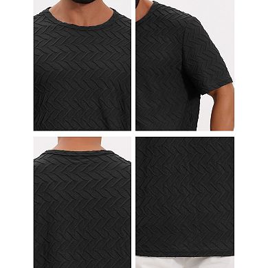 Men's Knitted T-Shirts Short Sleeve Crew Neck Summer Casual Jacquard T-Shirt