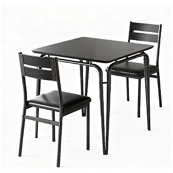 Compact Dining Set for 2: Square Table with Storage & 2 Upholstered Chairs, Metal Frame