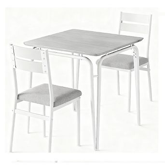 Compact Dining Set for 2: Square Table with Storage & 2 Upholstered Chairs, Metal Frame