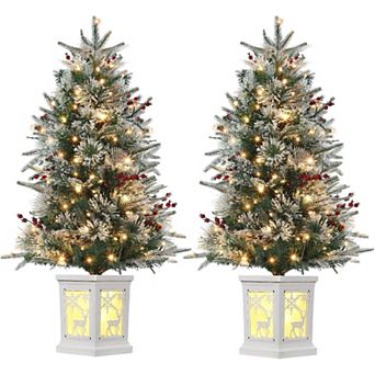 1-Pack Small Pre-Lit Christmas Trees for Indoor Outdoor Decor & Parties