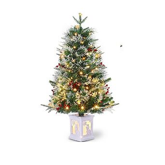 1-Pack Small Pre-Lit Christmas Trees for Indoor Outdoor Decor & Parties