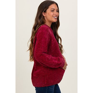 Maternity Chenille Knit Balloon Sleeve Sweater