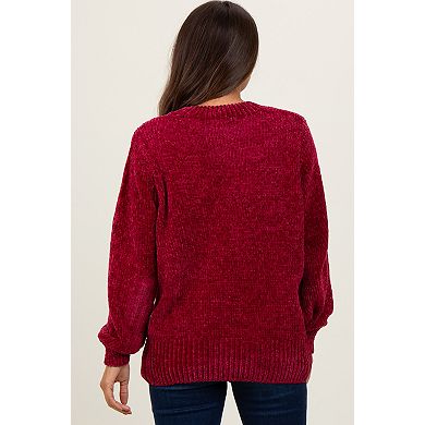 Maternity Chenille Knit Balloon Sleeve Sweater