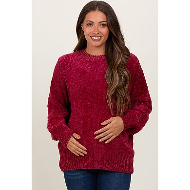 Maternity Chenille Knit Balloon Sleeve Sweater