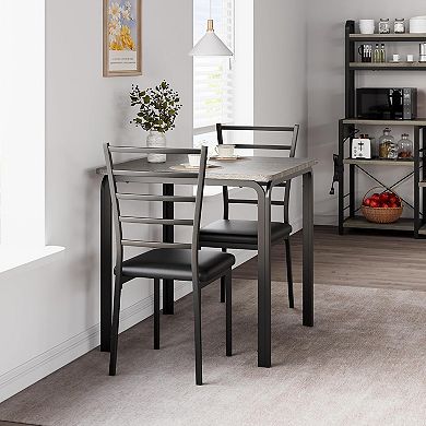 Dining Table with 2 Chairs Set Table and 2 Chairs Kitchen Table for 2 Seater MDF Metal