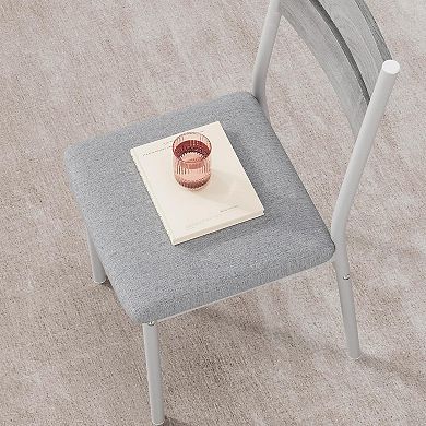 5-Piece Farmhouse Dining Set for 4 with Upholstered Chairs, Industrial Wood Table