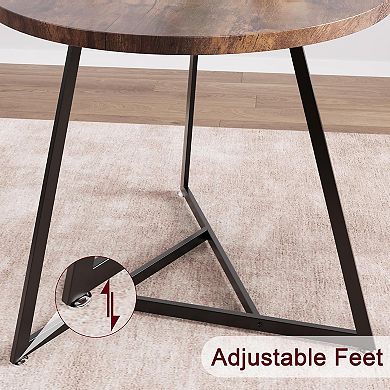 3-Piece Round Dining Set for 2 with Upholstered Chairs, Small Space Rustic Table