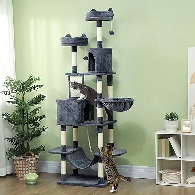 PawHut 81" Cat Tree w/ Cat Scratching Posts for Large Adult Cats,