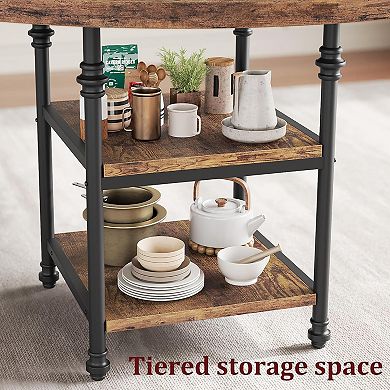 4-Person Round Dining Table with Storage Shelf & Metal Legs for Kitchen, Apartment