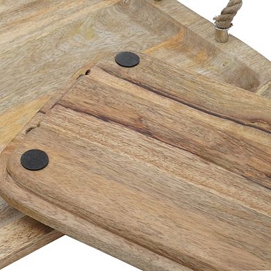S/2 Tabari Wood Serving Trays with Jute Handle