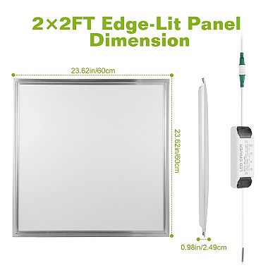2-Pack 2FT 48W LED Panel Light 4800LM 7500K Edge-Lit Troffer Recessed Ceiling Fixture