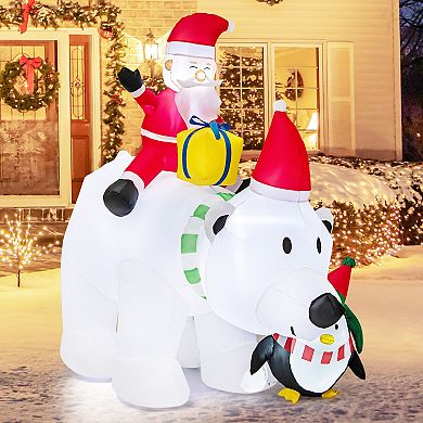 Gymax 7FT Christmas Inflatables LED Lighted Xmas Inflatable Polar Bear w/ Shaking Head