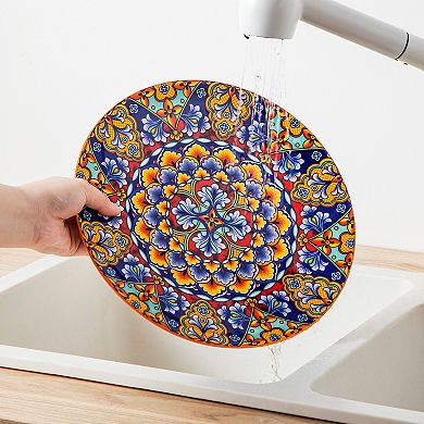 12-pcs Porcelain Dining Set for 4, incl. Dinner Plates, Dessert Plates, Bowls, Bohemian Style