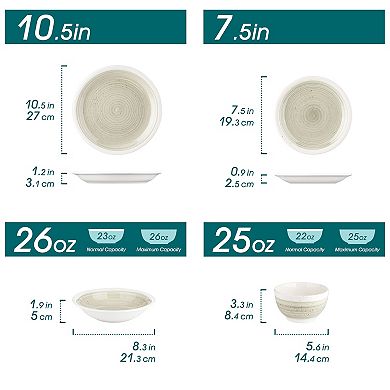 16-piece Stoneware Dinnerware Set, incl. Dinner Plates, Dessert Plates, Soup Plates, Bowls, for 4