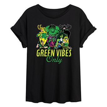 Juniors' Marvel Green Vibes Only Oversized Tee