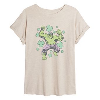 Juniors' Hulk Distressed Oversized Tee