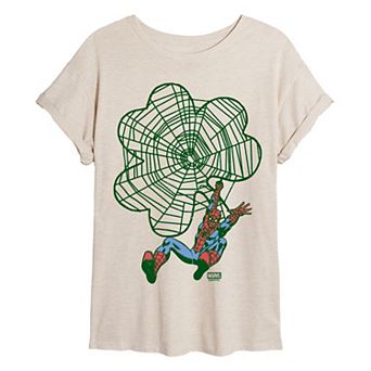 Juniors' Marvel Spider-Man Swinging Web Oversized Tee