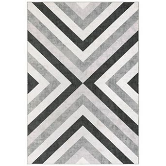 Washable Area Rug Large Geometric Rug for Living Room Stain & Water Resistant Foldable Low Pile Rugs