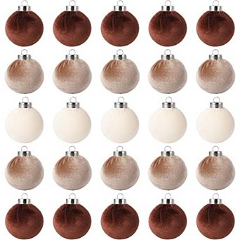 25 Pack Christmas Tree Decorations,2.36"(6 cm)Velvet Ball Ornaments Shatterproof Plastic Decorations