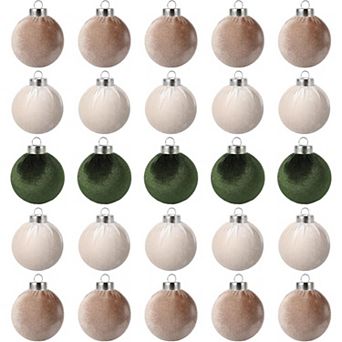 25 Pack Christmas Tree Decorations,2.36"(6 cm)Velvet Ball Ornaments Shatterproof Plastic Decorations