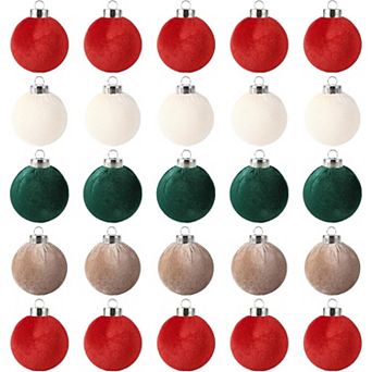 25 Pack Christmas Tree Decorations,2.36"(6 cm)Velvet Ball Ornaments Shatterproof Plastic Decorations