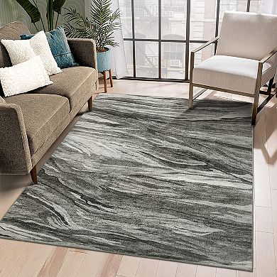 Area Rug Abstract Machine Washable Rug Abstract Carpet Stain Resistant Non-Slip Accent Rug