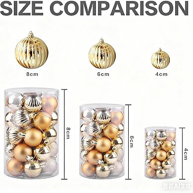 34 PCS Shatterproof Christmas Ball Ornaments Set, Bulk Xmas Tree Decor for Holiday, Wedding & Party