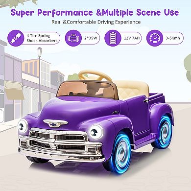 12V Kid Ride On Car,Licensed Chevrolet 3100 Pickup Battery Powered Electric Vehicle + Remote Control