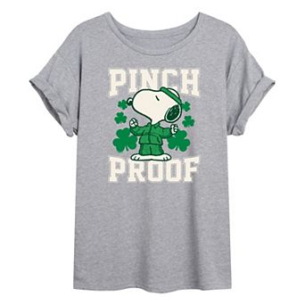 Juniors' Peanuts Snoopy Pinch Proof Oversized Tee