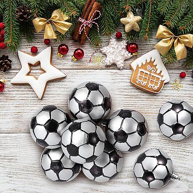 24Pcs Sports Theme Christmas Ball Ornaments Set - Glitter Football Baseball Basketball Soccer
