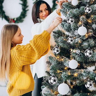 24Pcs Sports Theme Christmas Ball Ornaments Set - Glitter Football Baseball Basketball Soccer