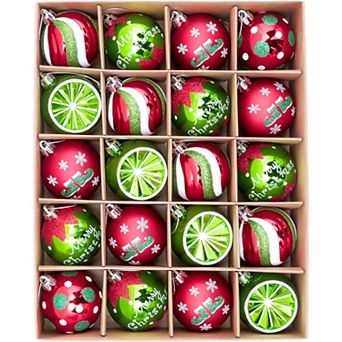 20 pc Christmas Colorful Glass Balls Decoration, 6cm/2.3 Inch Christmas Baubles for Tree Hanging