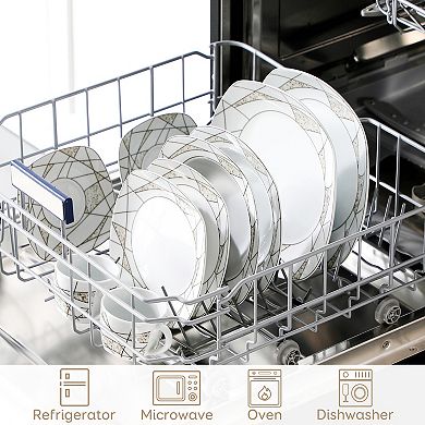 30-piece Porcelain Dinner Service for 6, incl. Dinner, Dessert, Soup Plate, Coffee Cup, Saucer