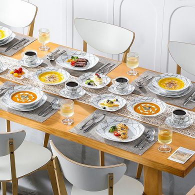30-piece Porcelain Dinner Service for 6, incl. Dinner, Dessert, Soup Plate, Coffee Cup, Saucer