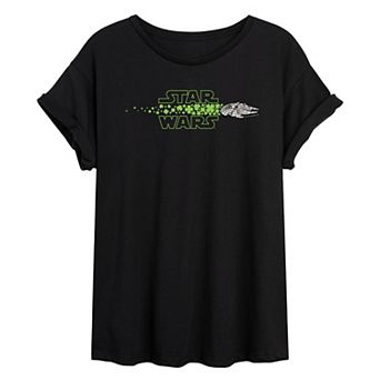 Juniors' Star Wars Millennium Falcon St. Patrick's Day Oversized Tee