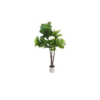 Artificial Fiddle Leaf Fig Tree Potted-Faux Ficus Lyrata Trees Fake Fig Silk Tree in Pot, Indoor