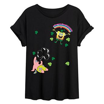 Juniors' SpongeBob SquarePants St. Patrick's Day Oversized Tee
