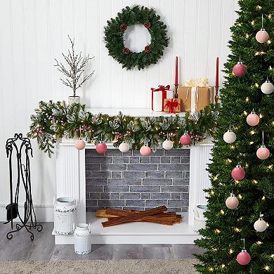 25 Pack Christmas Ball Ornaments, 3.15" (8 cm) Flocked Plastic Balls Xmas Hanging Decorations