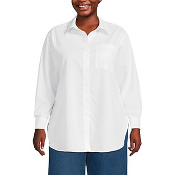 Plus Size Lands' End Oversized Tunic with Statement Collar Shirt