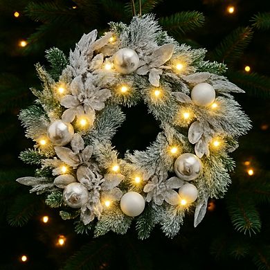 24 in Pre-Lit Christmas Wreath, Front Door Lighted Wreath
