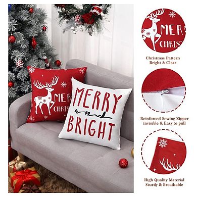 4 pcs Christmas Pillow Covers, 18 x 18 Inch Pillow Covers Set Xmas Pillow Cases