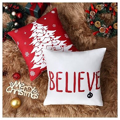 4 pcs Christmas Pillow Covers, 18 x 18 Inch Pillow Covers Set Xmas Pillow Cases
