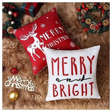 4 pcs Christmas Pillow Covers, 18 x 18 Inch Pillow Covers Set Xmas Pillow Cases