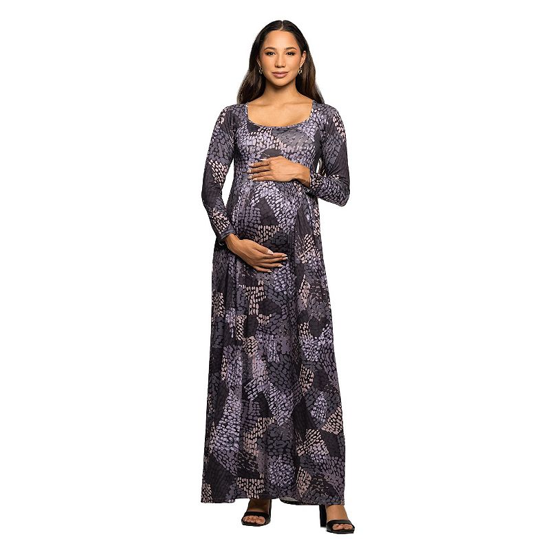 Maternity 24Seven Comfort Apparel Long Sleeve Empire Waist Maxi Dress, Women's, 