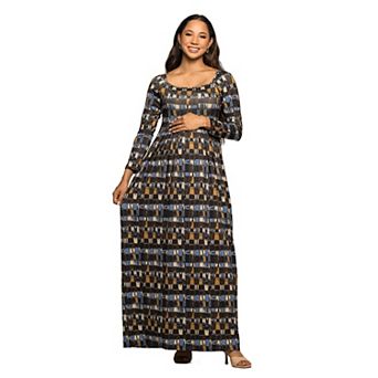 Maternity 24Seven Comfort Apparel Long Sleeve Empire Waist Maxi Dress
