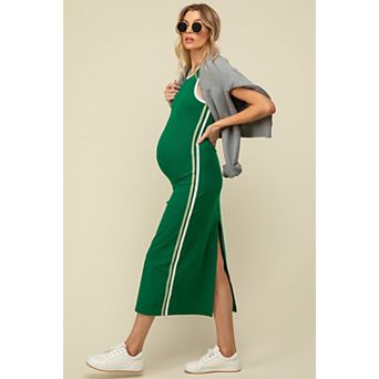 Maternity Sleeveless Contrasting Stripe Maxi Dress
